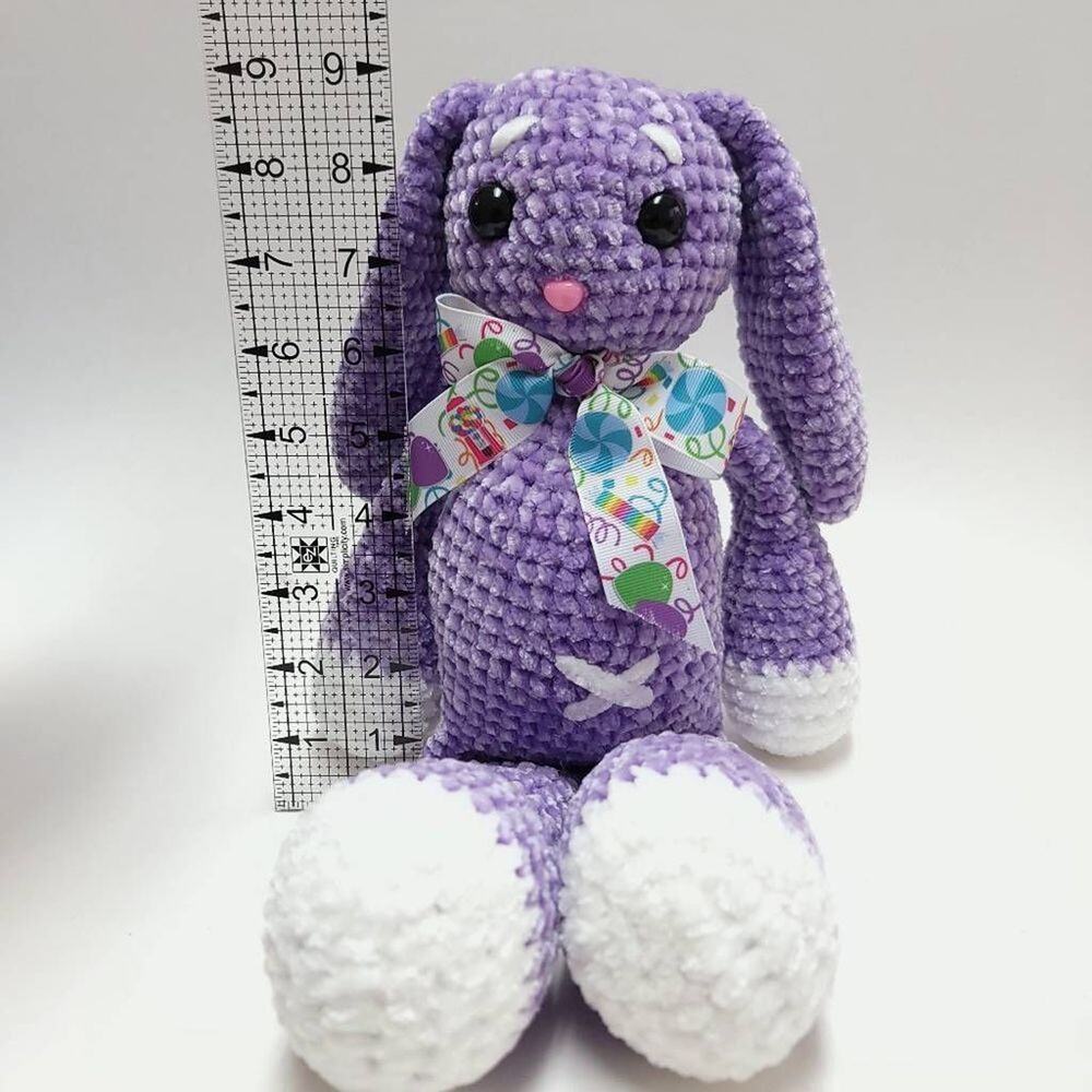 Crochet Bunny Handmade Toy Plush Purple Kids Girls Easter Gift Stuffed Animal St - Picture 8 of 8